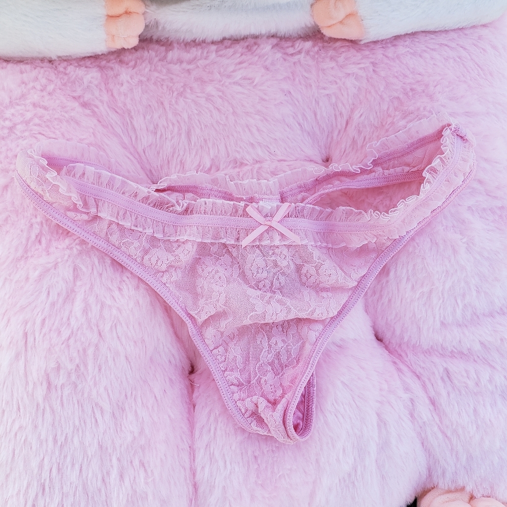 Pink lace panties coquette